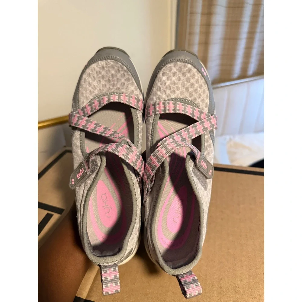 Ryka Kailee Womens Grey Pink Mary Jane Walking Shoes Athletic Sneakers 8M